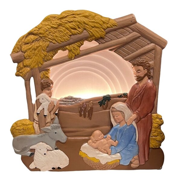 Tampa Bay Mold Co 1988 3D Light Up Nativity Manger Scene Handpainted New Cord - Picture 1 of 8